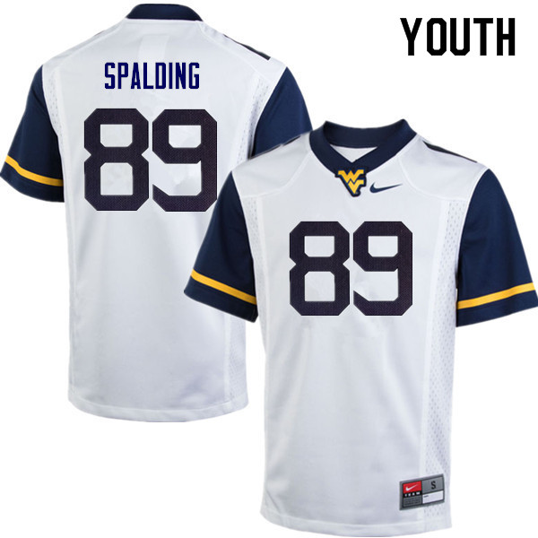 Youth #89 Dillon Spalding West Virginia Mountaineers College Football Jerseys Sale-White - Click Image to Close